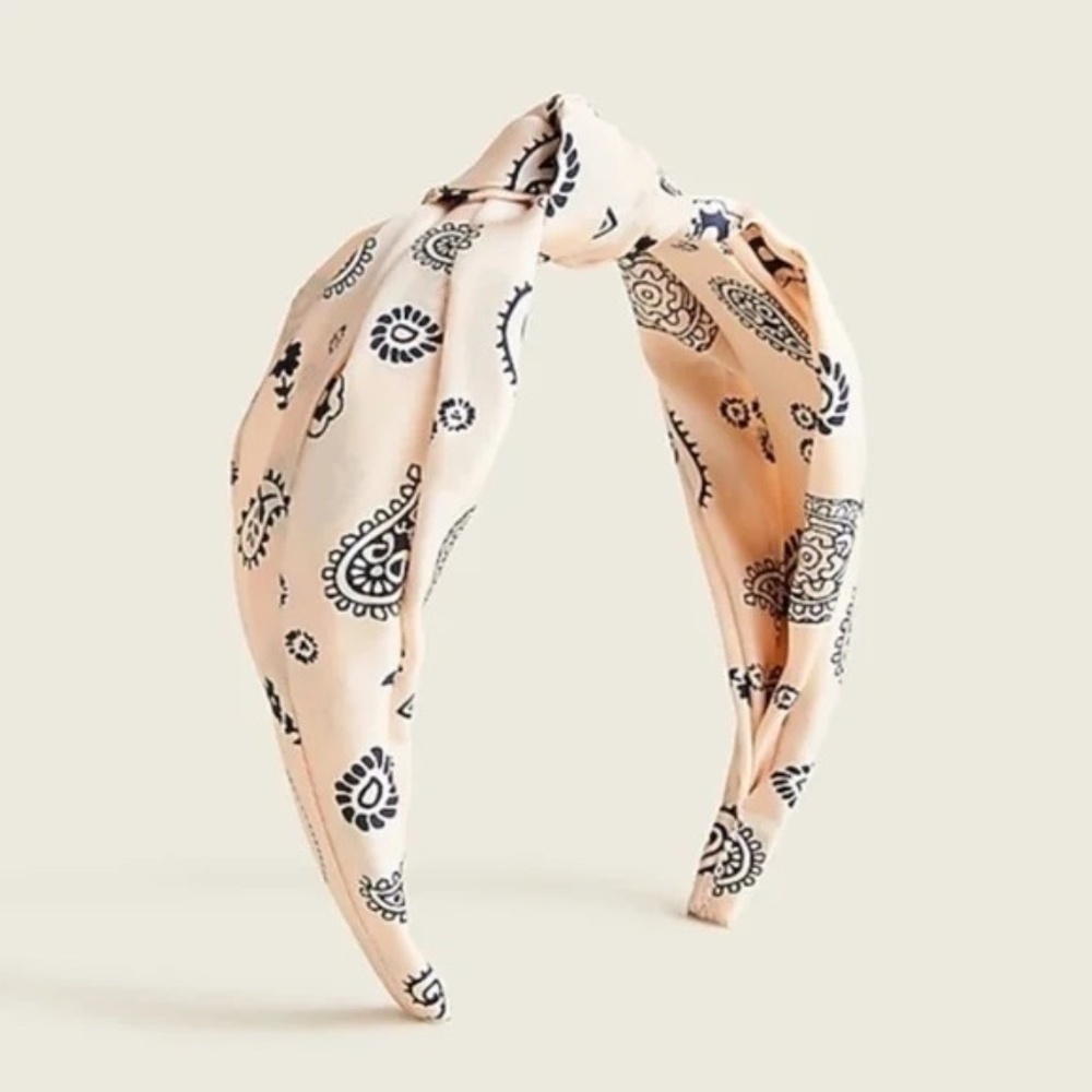 J. Crew Silk Knot Pink Bandana Print Headband